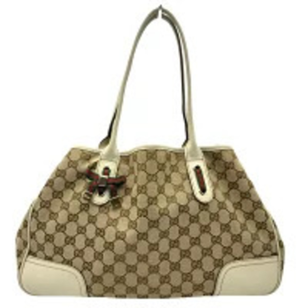 GUCCI Princy GG Supreme Tote Bag Rion Shoulder Ivory White Beige Khaki Green